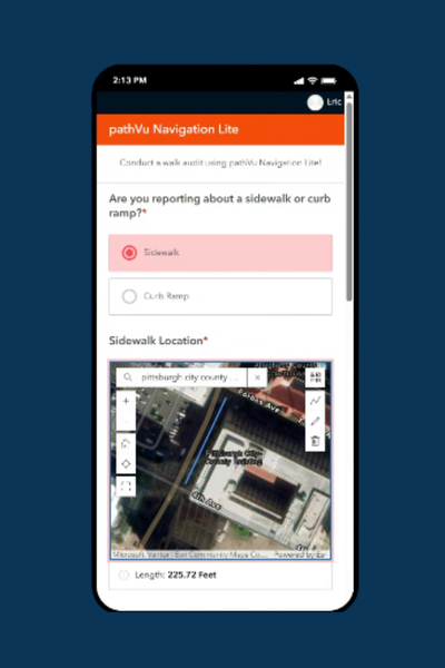 pathVu Navigation App Map Screen